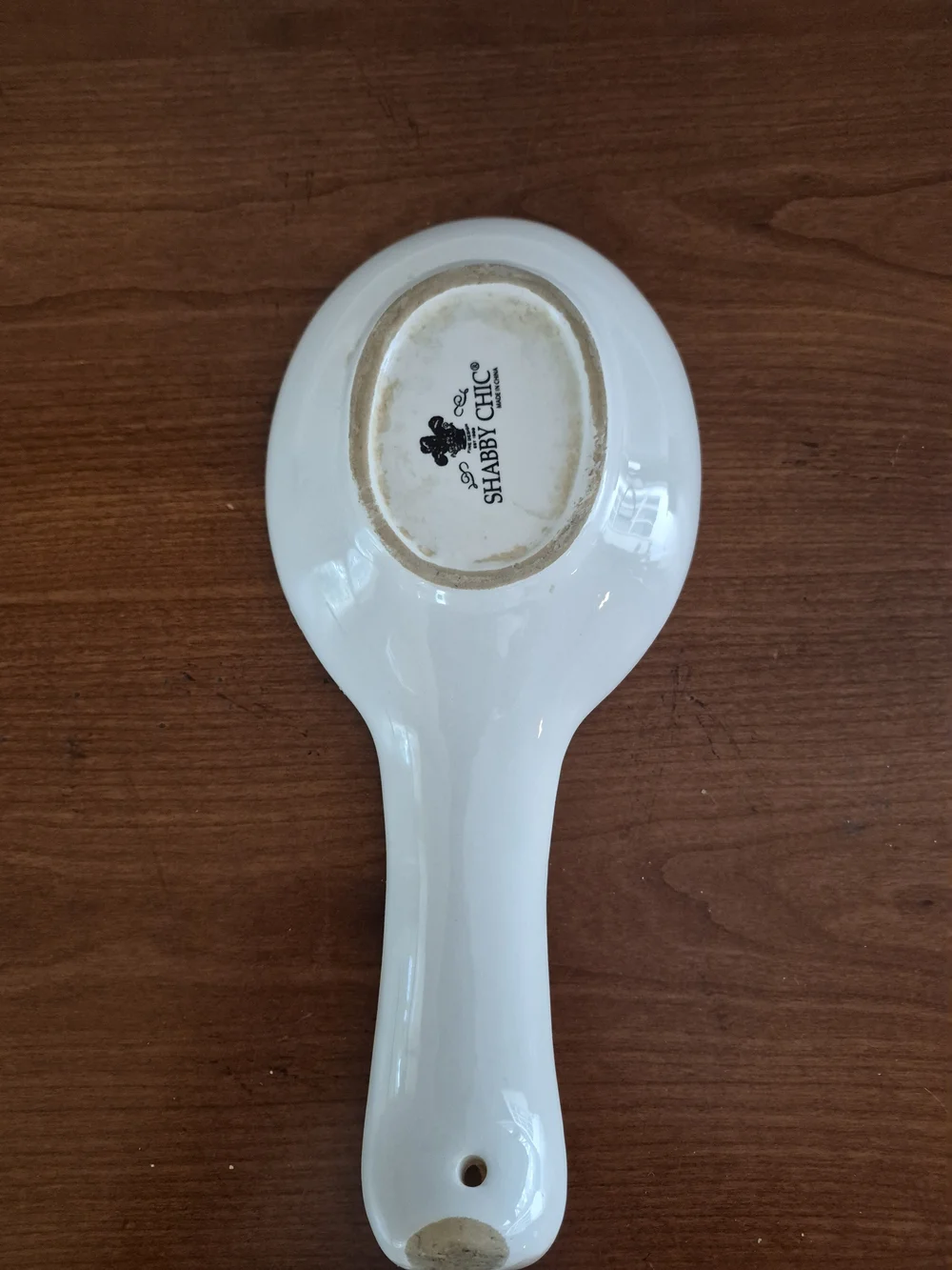 Shabby Chic White Spoon Rest with Blue Bird Motif